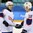 GANGNEUNG, SOUTH KOREA - FEBRUARY 18: Norway's Mathis Olimb #46 and Mattias Norstebo #10 have words during preliminary round action against Germany at the PyeongChang 2018 Olympic Winter Games. (Photo by Andre Ringuette/HHOF-IIHF Images)

